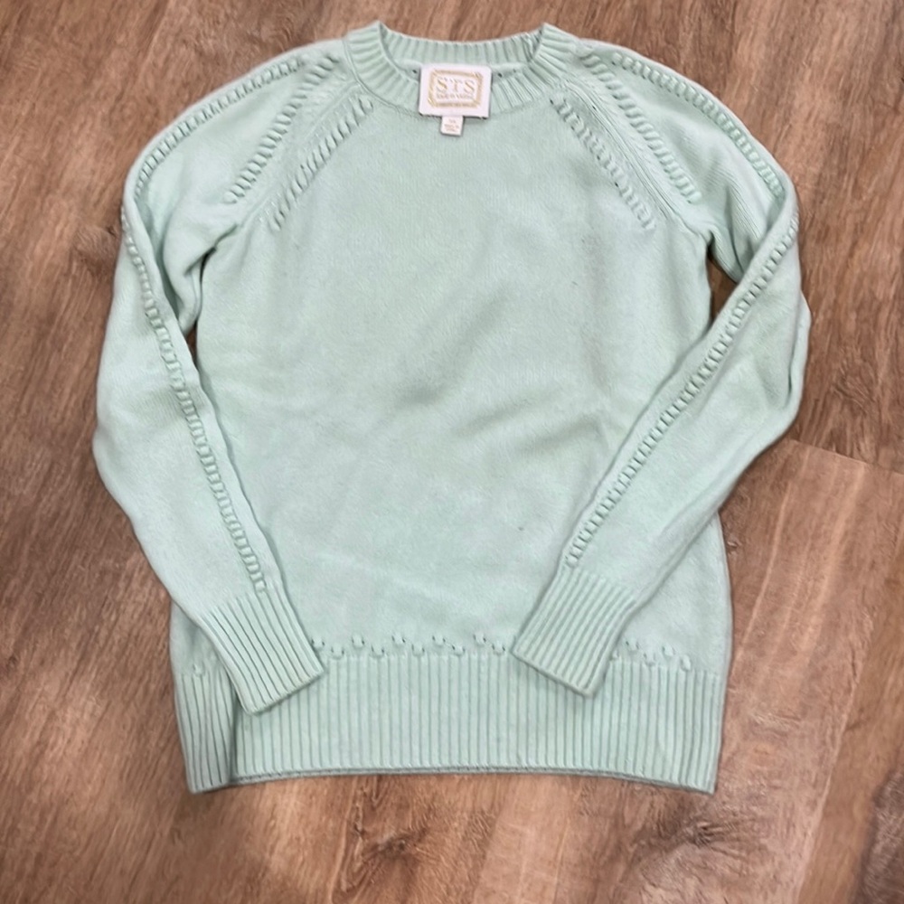 Mint Green Sail to Sable Cashmere Sweater